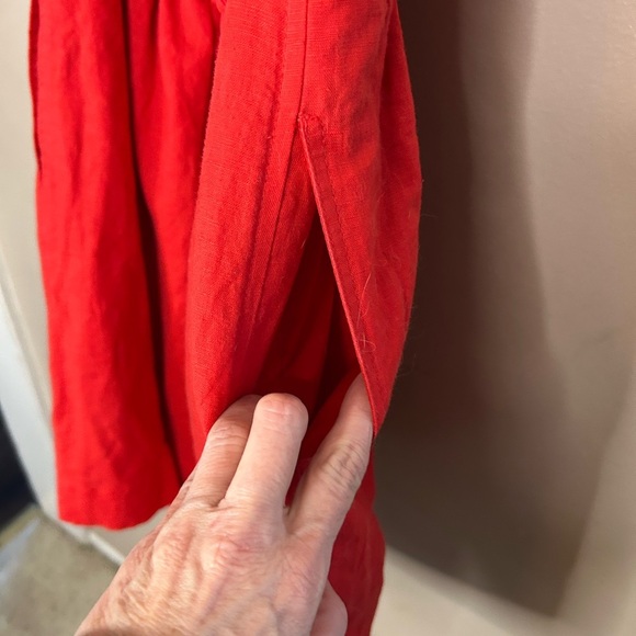 Women's J. Crew J0982 Red Linen Cotton Elastic Mini Apron Dress Size Small S - Picture 4 of 7